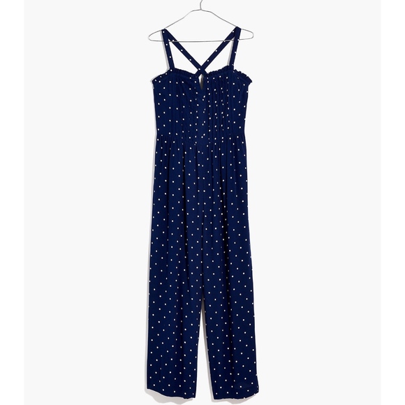 Madewell Pants - New MADEWELL Navy Pintuck Cami Jumpsuit Polka Dot